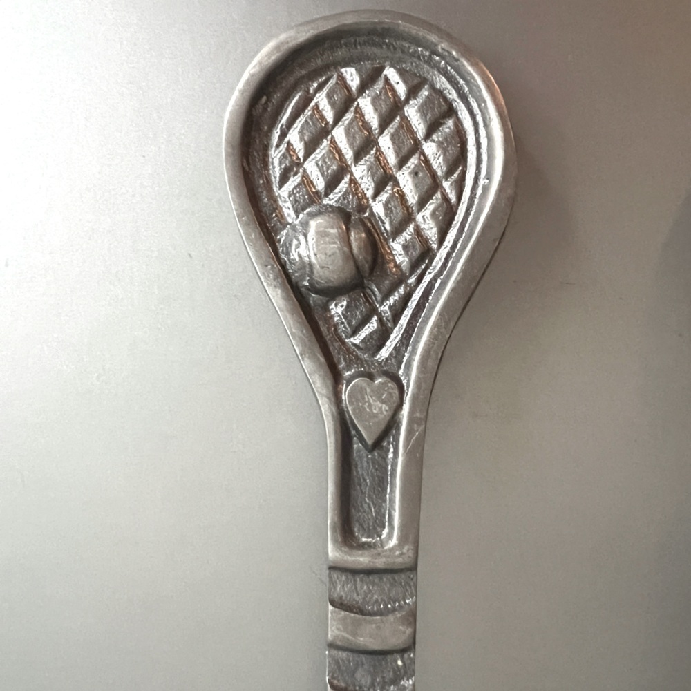 Set of cast aluminum salad servers with tennis racquet theme handles - Picture 3 of 3